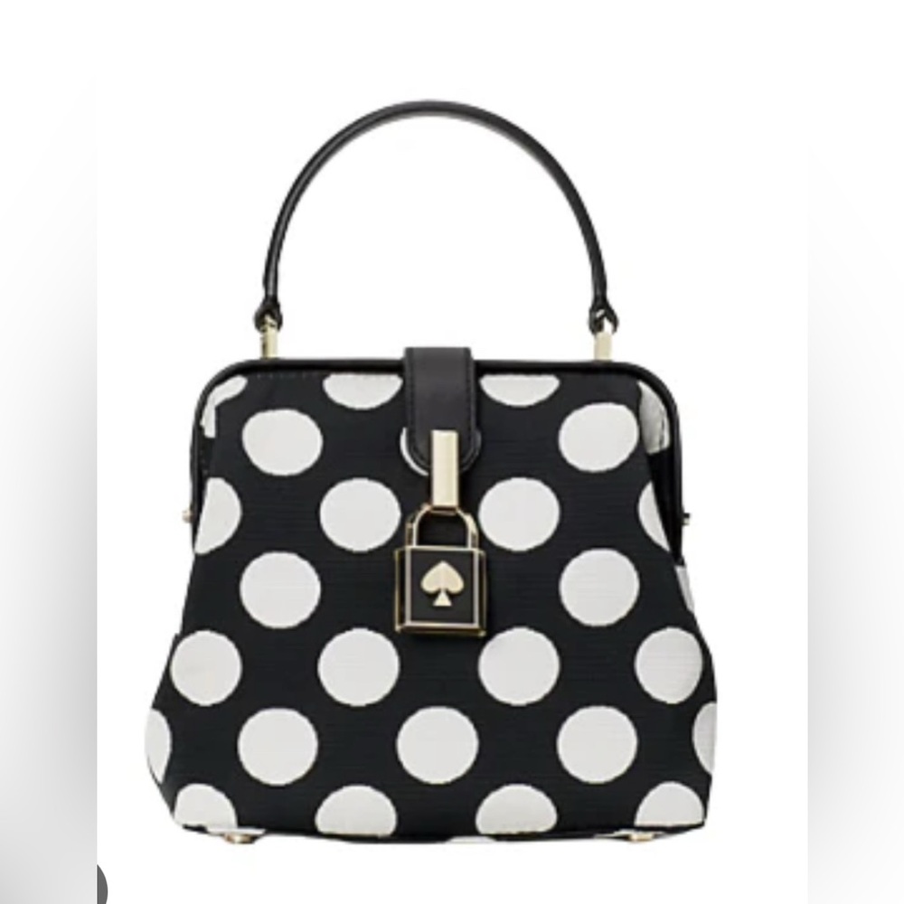 Kate Spade Black & White Polka Dot Remedy Bikini Top Handle Bag